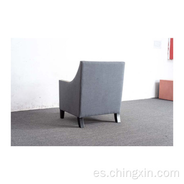 Sillas de sala de estar Nailhead Tela gris tela Silla de acento armado con patas de madera maciza CX663